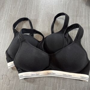 Calvin Klein Women's 2 Black Modern Cotton Lightly Lined Wireless Bralette Med